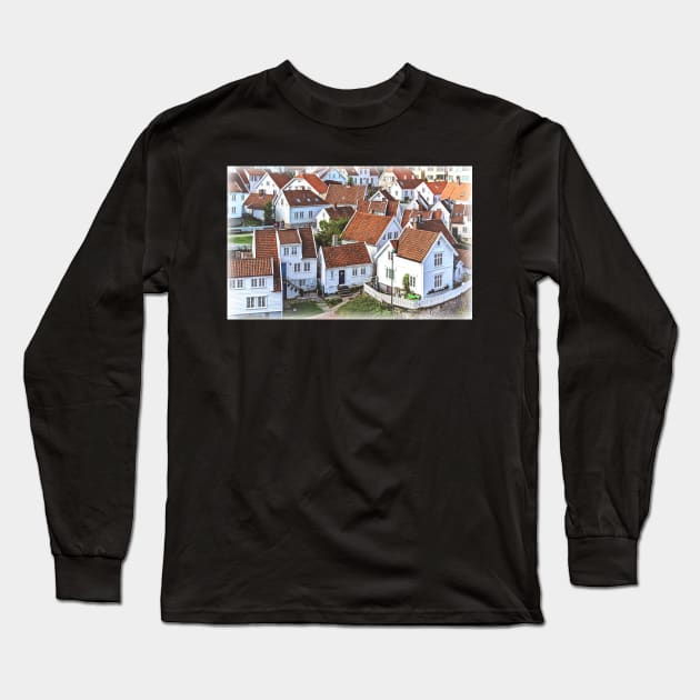 Rooftops of Gamle Stavanger Long Sleeve T-Shirt by IanWL